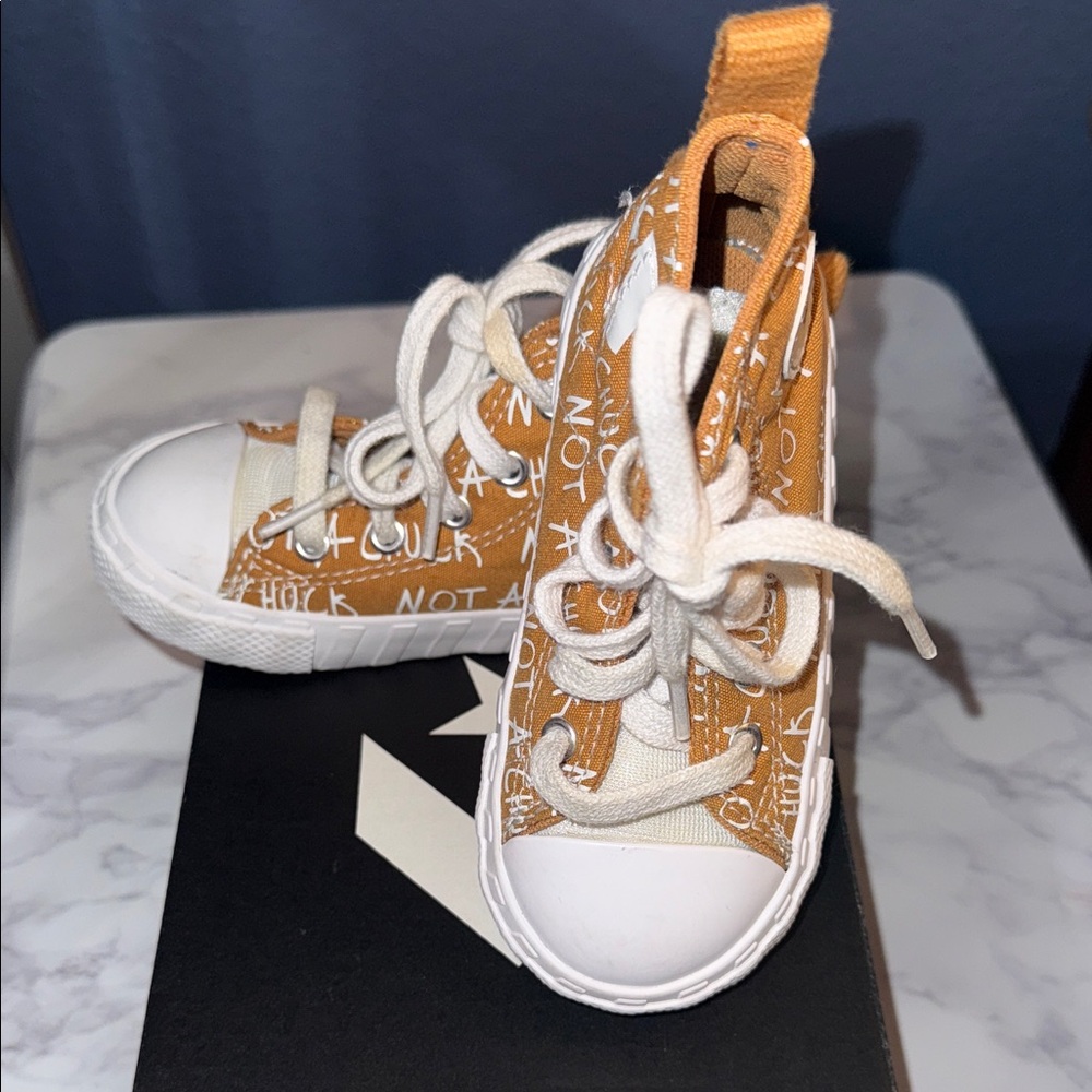 Converse Kids Tan and White High-Top Sneakers